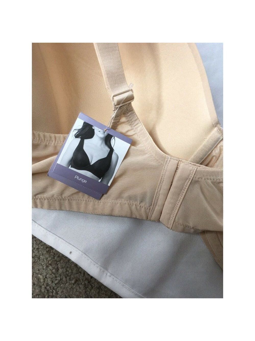NWT Catherines PLUNGE Bra Beige Medium Coverage Underwired Wide Straps 54D - Picture 4 of 5